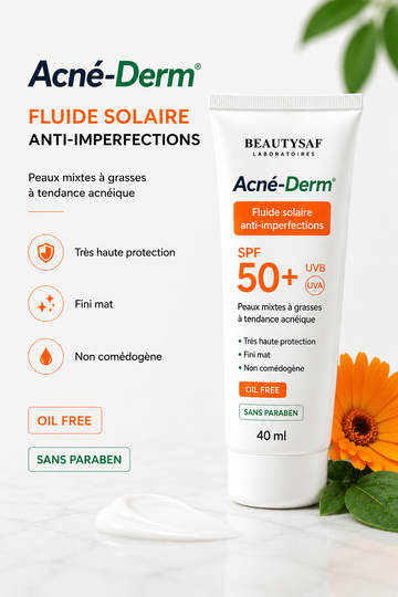 Acné-Derm® Fluide Solaire SPF 50+ Anti-Imperfections – 40 ml