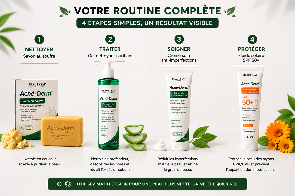 Routine Complète Acné-Derm® – Pack Anti-Imperfections 4 Produits